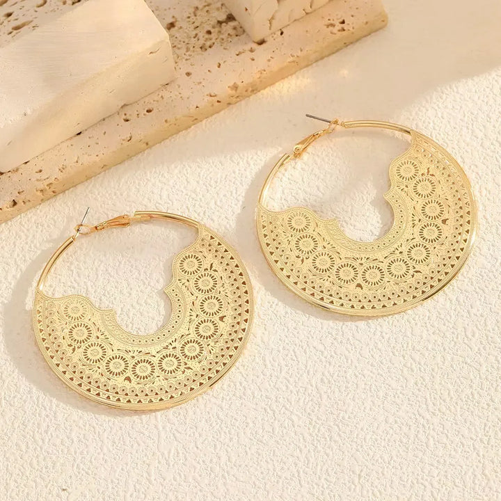 Crescent Gilt Statement Hoops