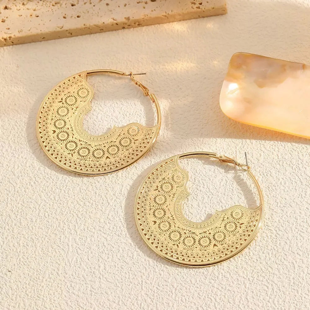 Crescent Gilt Statement Hoops
