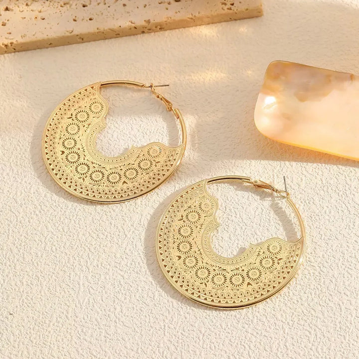 Crescent Gilt Statement Hoops