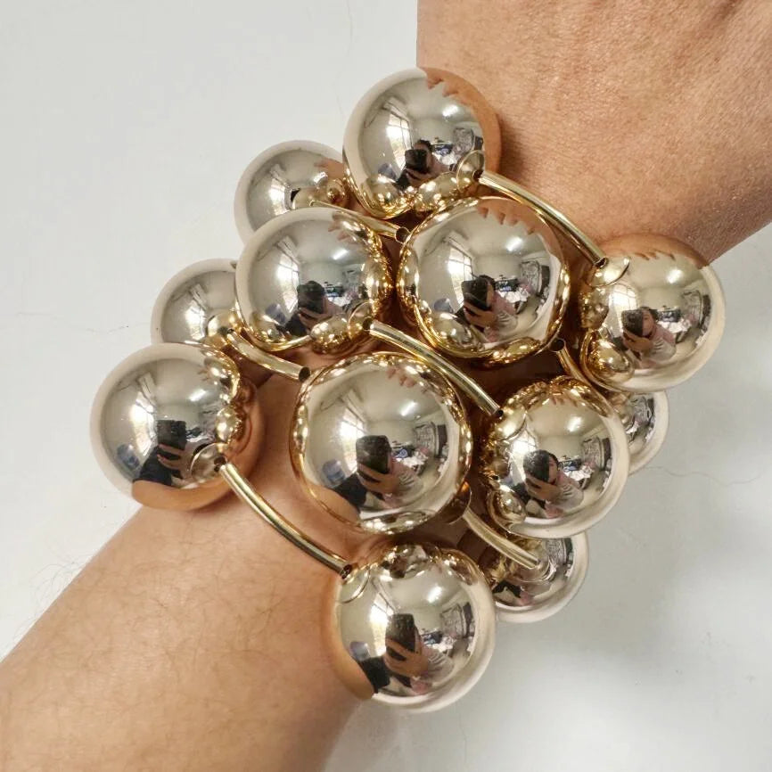 Kaimei 2026 Mode Sieraden 18K Verguld Punk Grote Chunky Ballen CCB Armband 30mm Super Grote Bubble Chubby Bangles