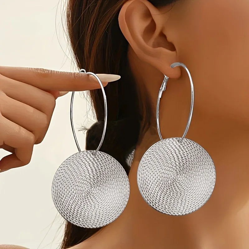 Fluted Disc Hoop Earrings