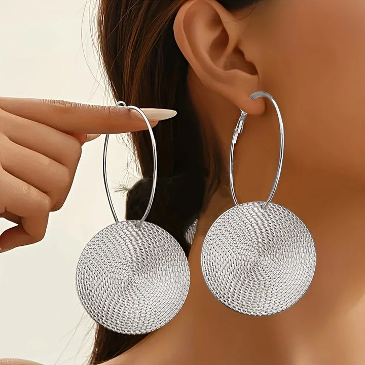 Fluted Disc Hoop Earrings