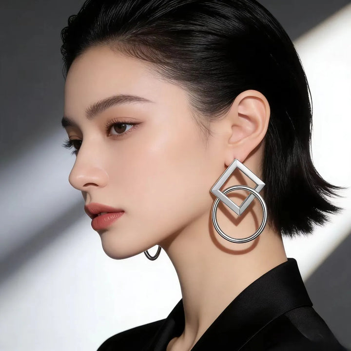Geometric Square Hoop Earrings