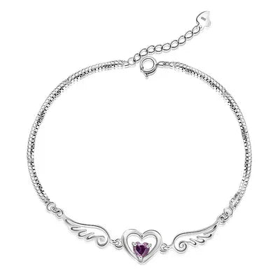 Crystal Heart Wing Bracelet