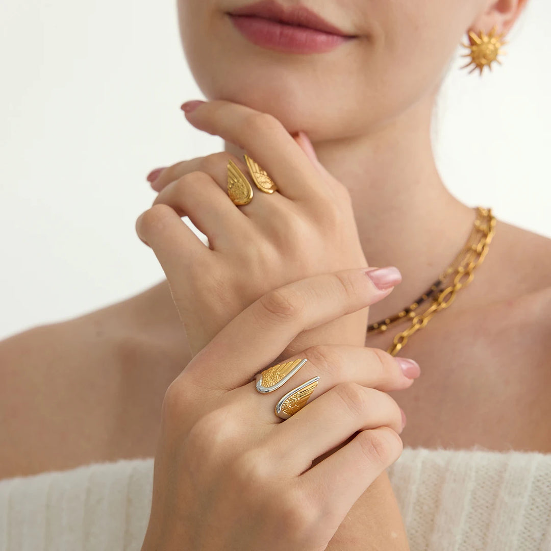 Two-Tone Angel Wing Ring