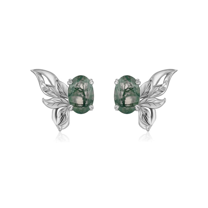 Moss Agate Butterfly Wing Studs