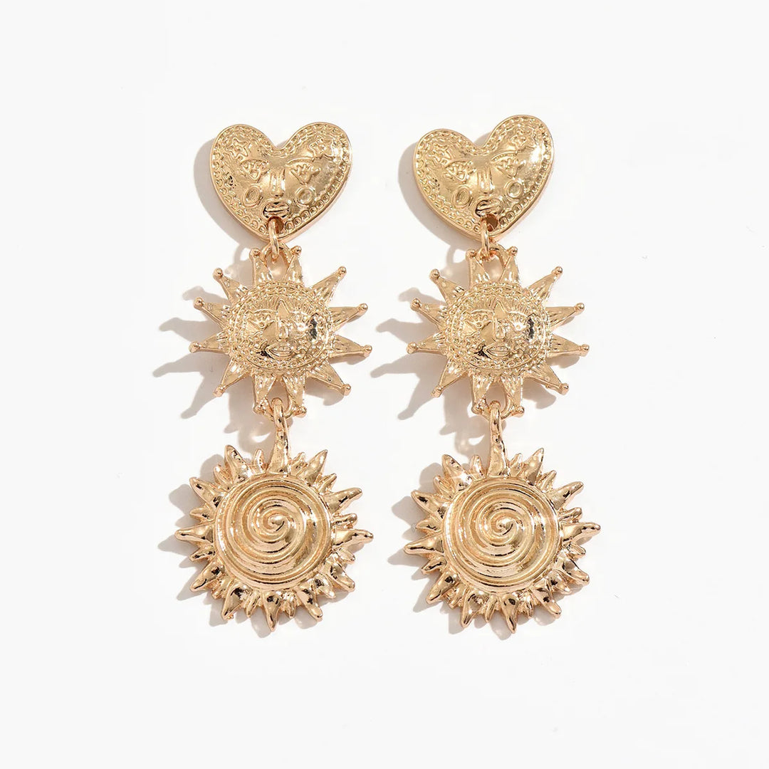 Sunburst Medallion Drop Earrings