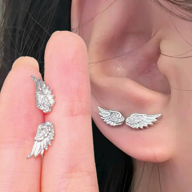 Zircon Angel Wing Stud Earrings