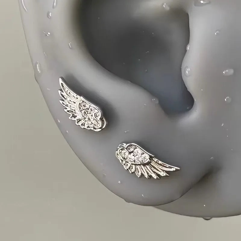Zircon Angel Wing Stud Earrings