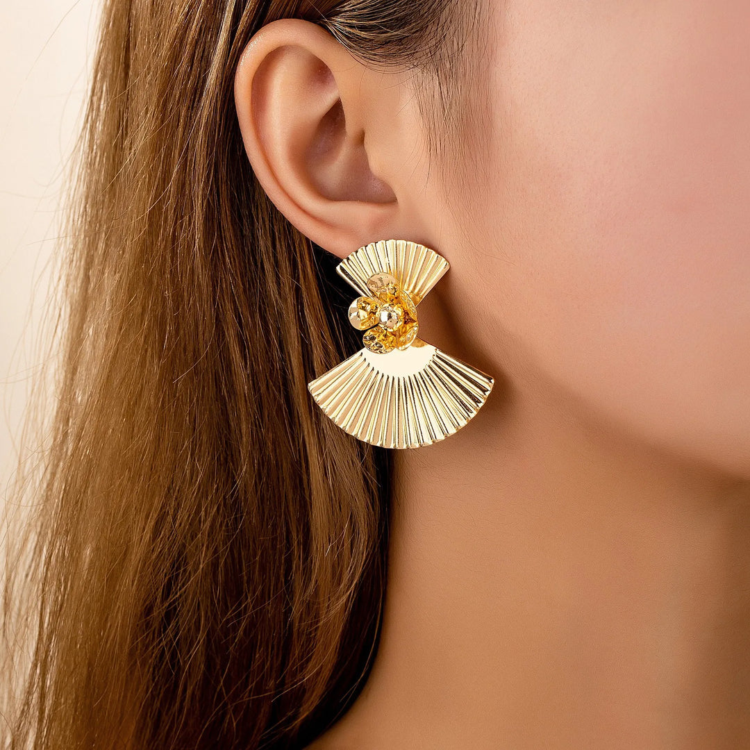 Pleated Fan Drop Earrings