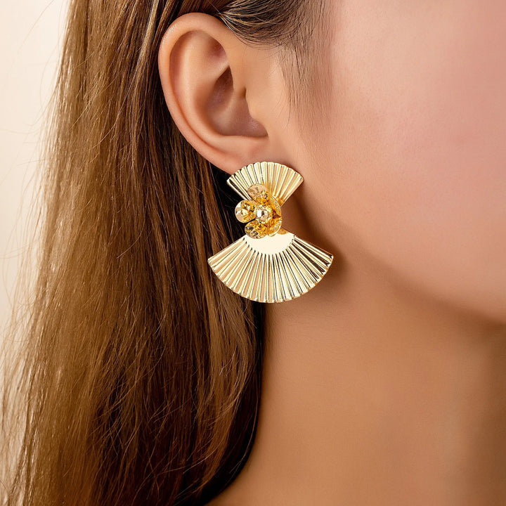 Pleated Fan Drop Earrings