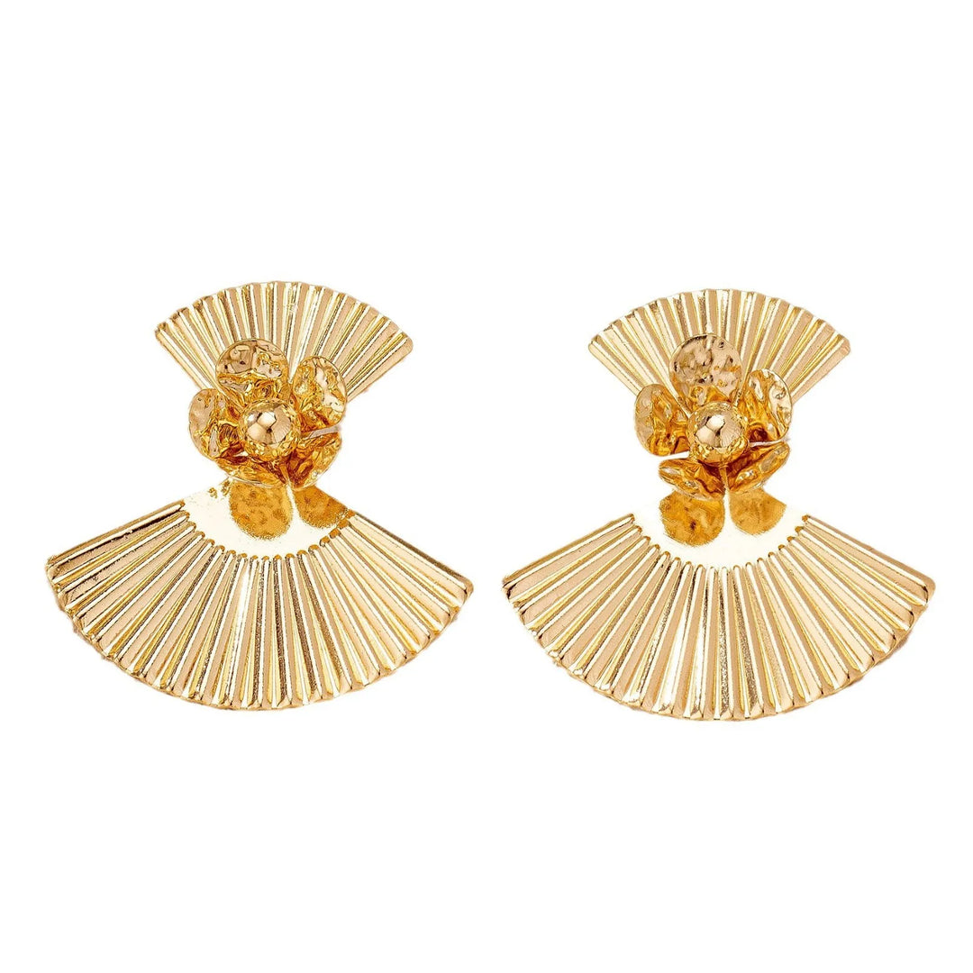Pleated Fan Drop Earrings