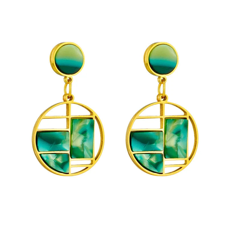 Malachite Halo Drop Earrings