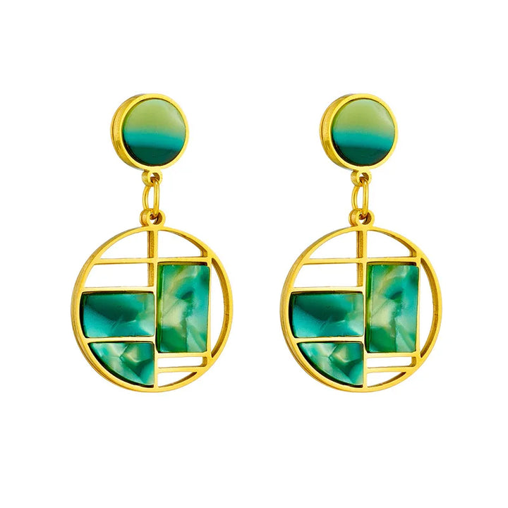 Malachite Halo Drop Earrings