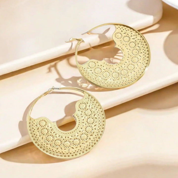 Crescent Gilt Statement Hoops