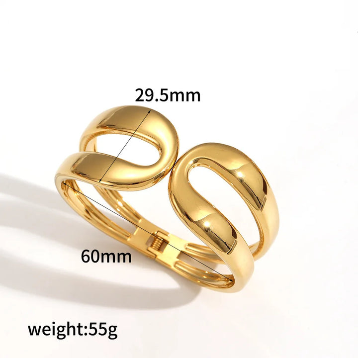 Groothandel Luxe Mode Accessoire 18K Goud Gevulde Designer Roestvrijstalen Armbanden Grote Grote Lente Open Overdreven Armbanden