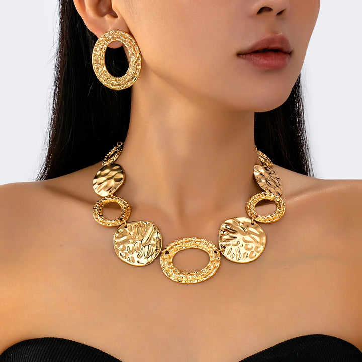 Gilded Link Necklace and Earring Set