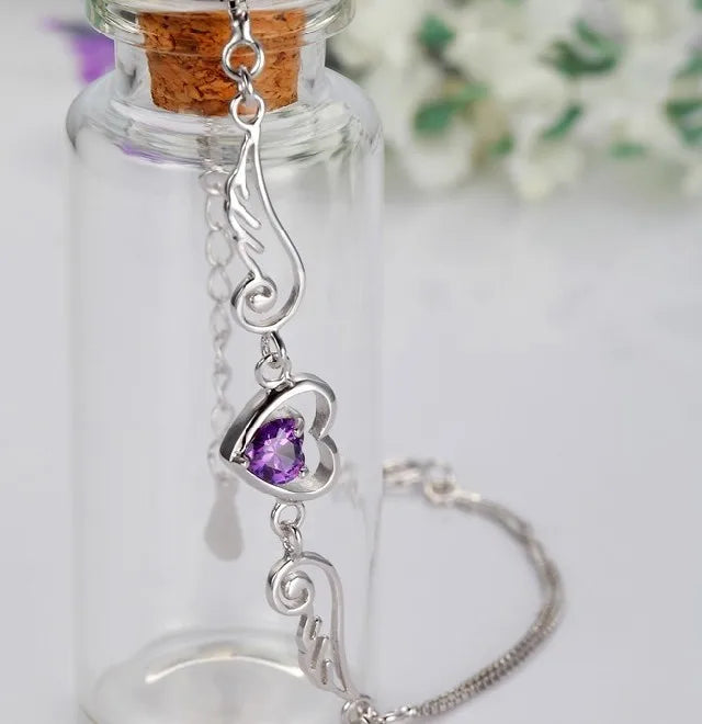Crystal Heart Wing Bracelet