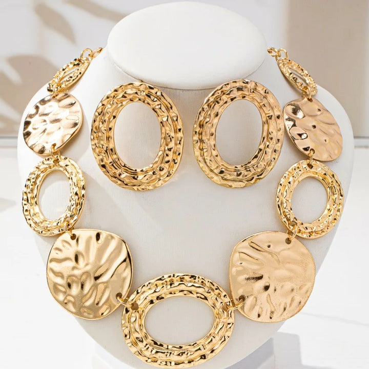 Gilded Link Necklace and Earring Set