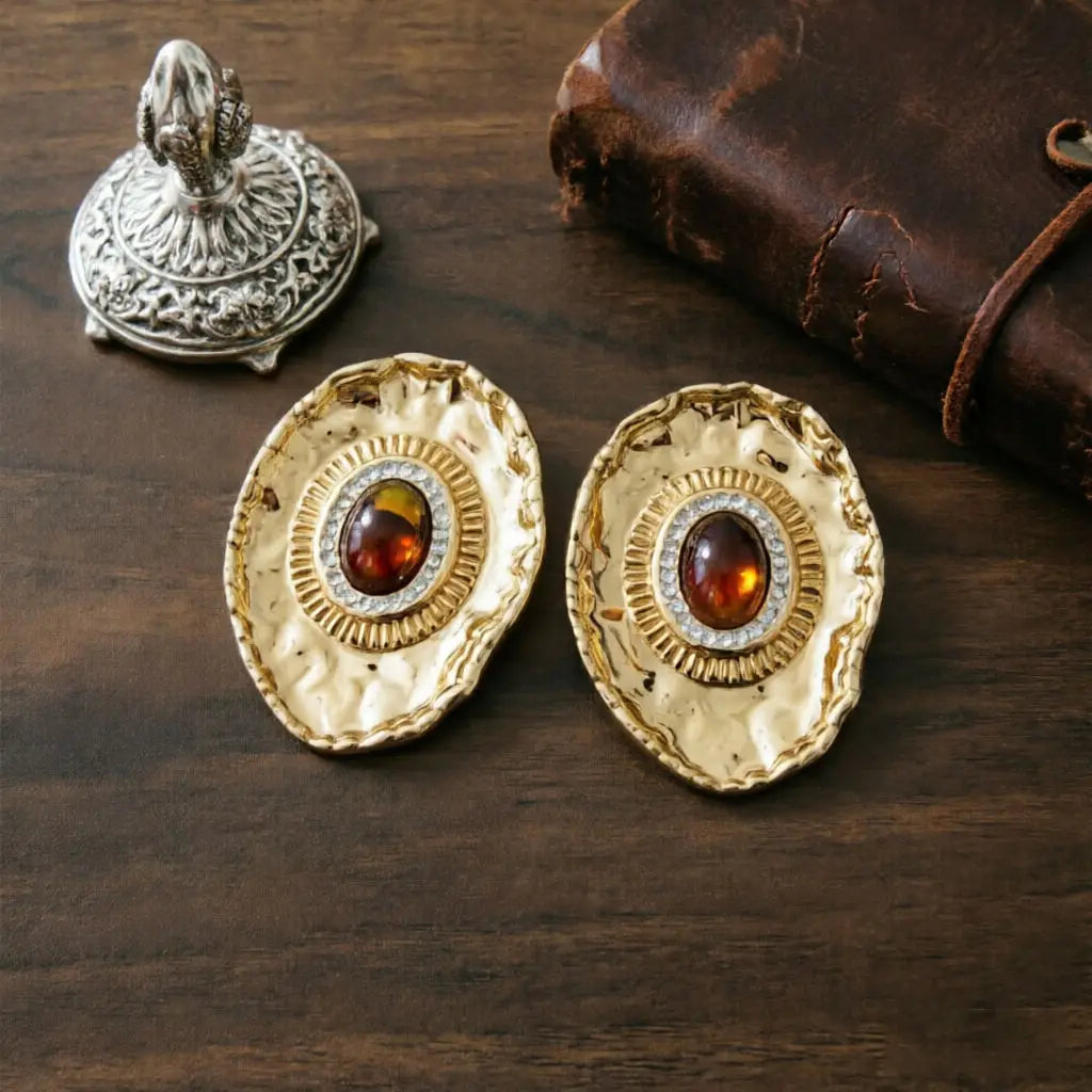 Oval Resin Halo Earrings