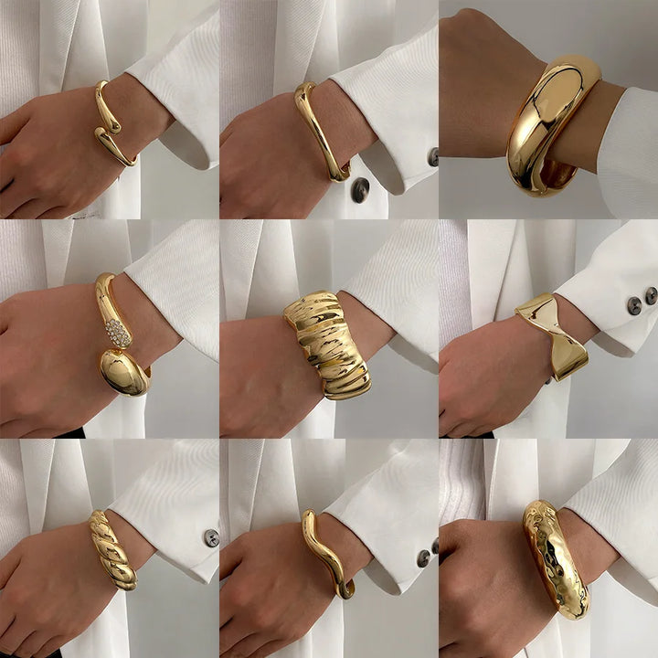 2026 Nieuw ontwerp dikke armband sieraden populaire overdreven glanzende geometrische brede armband cadeau voor vrouwen