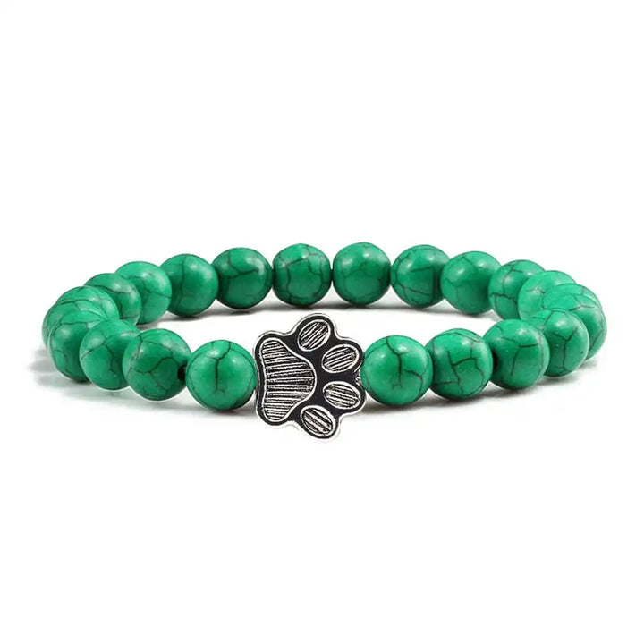 Beaded Paw Bracelet Natural Stone Design