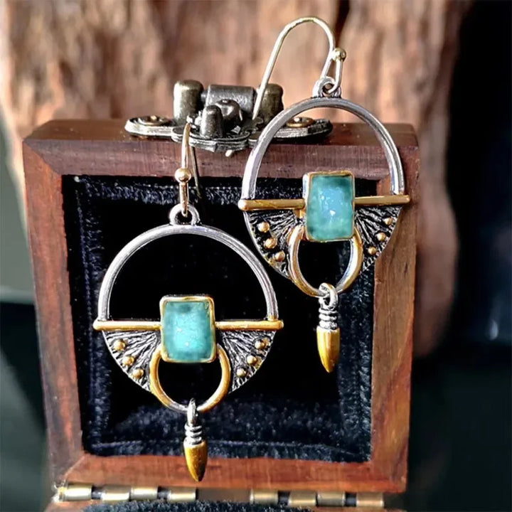 Boho Green Carved Earrings