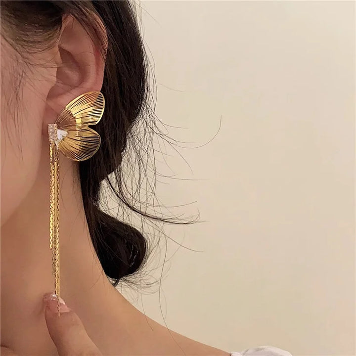 Butterfly Wing Tassel Earrings