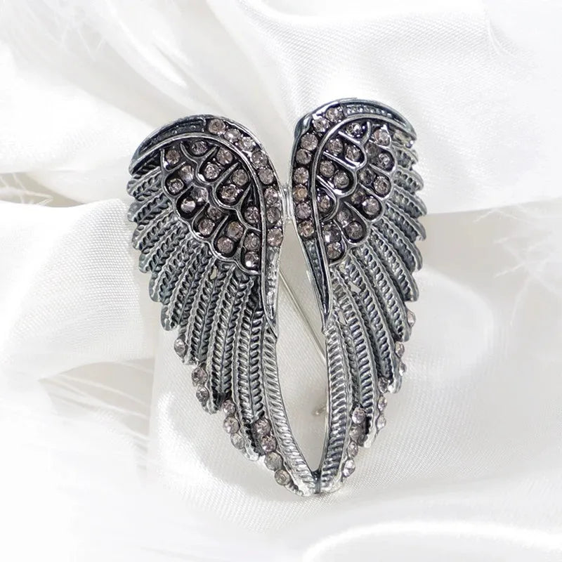 Crystal Angel Wing Brooch