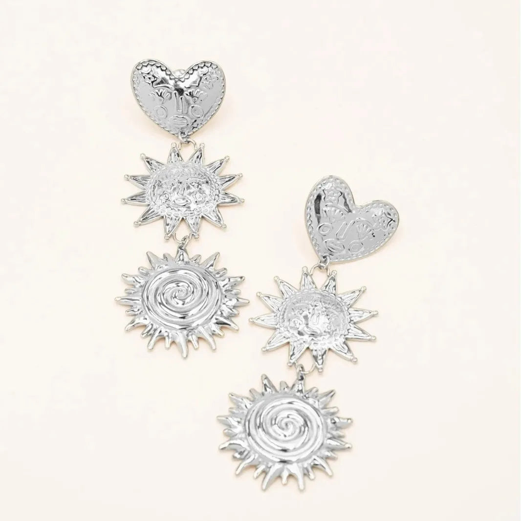 Sunburst Medallion Drop Earrings