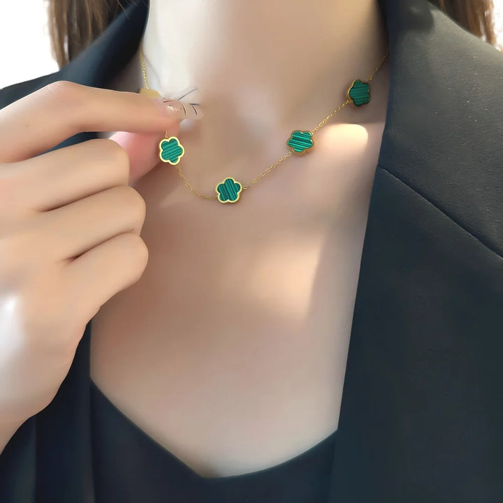 Five-Petal Clover Station Necklace