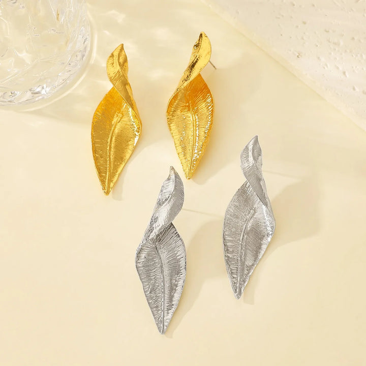 Gilded Leaf Drop Earrings