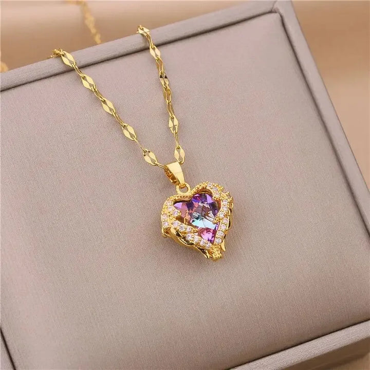 Crystal Ocean Heart Pendant Necklace