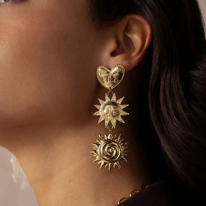 Sunburst Medallion Drop Earrings