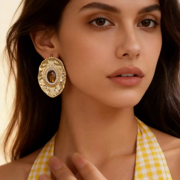Oval Resin Halo Earrings