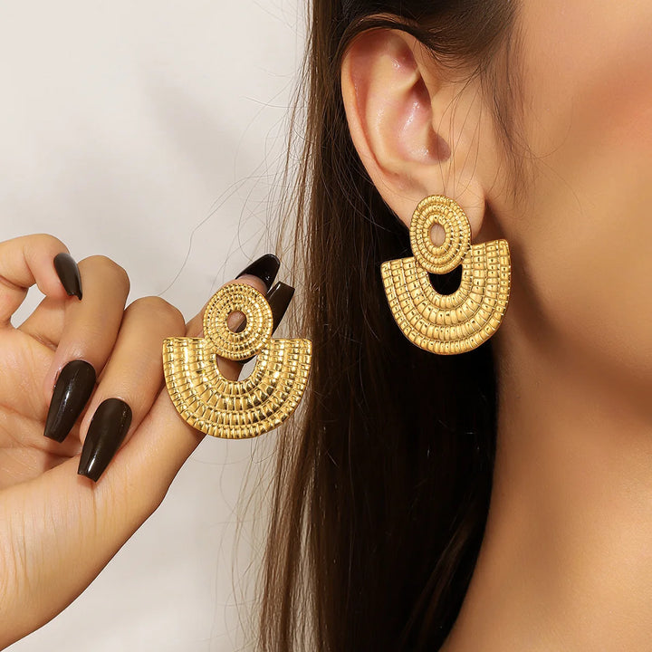 Fanned Spring Stud Earrings