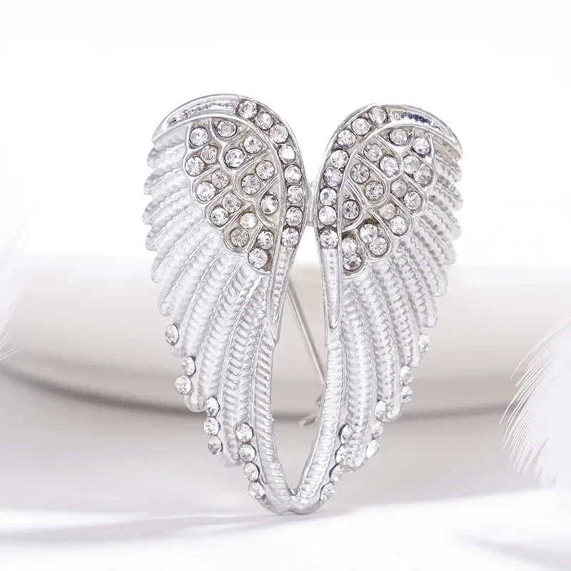 Crystal Angel Wing Brooch