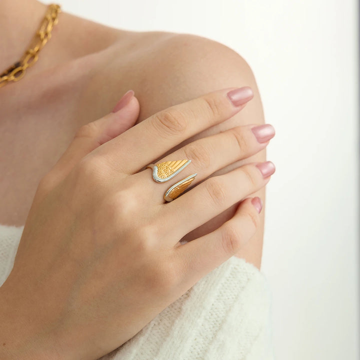 Two-Tone Angel Wing Ring