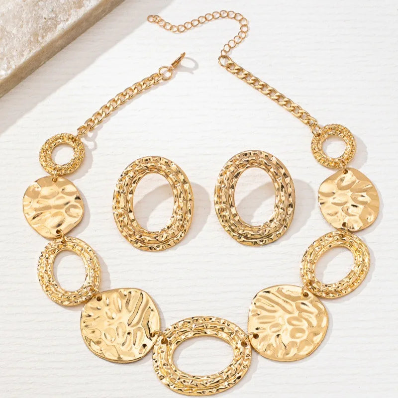 Gilded Link Necklace and Earring Set