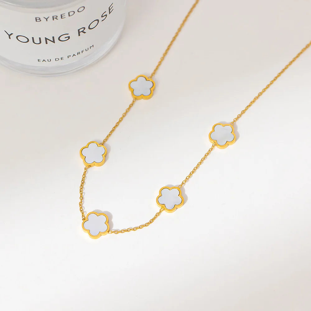 Five-Petal Clover Station Necklace