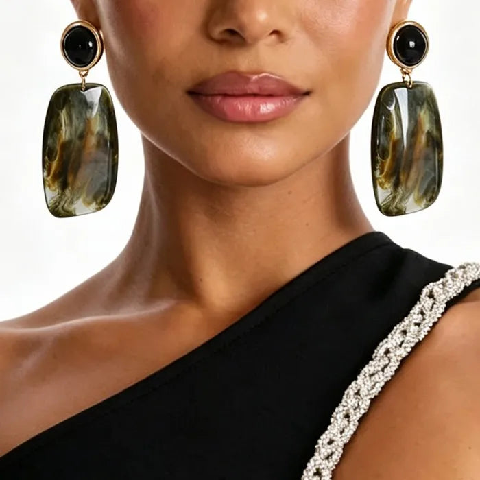 Resin Stone Drop Earrings