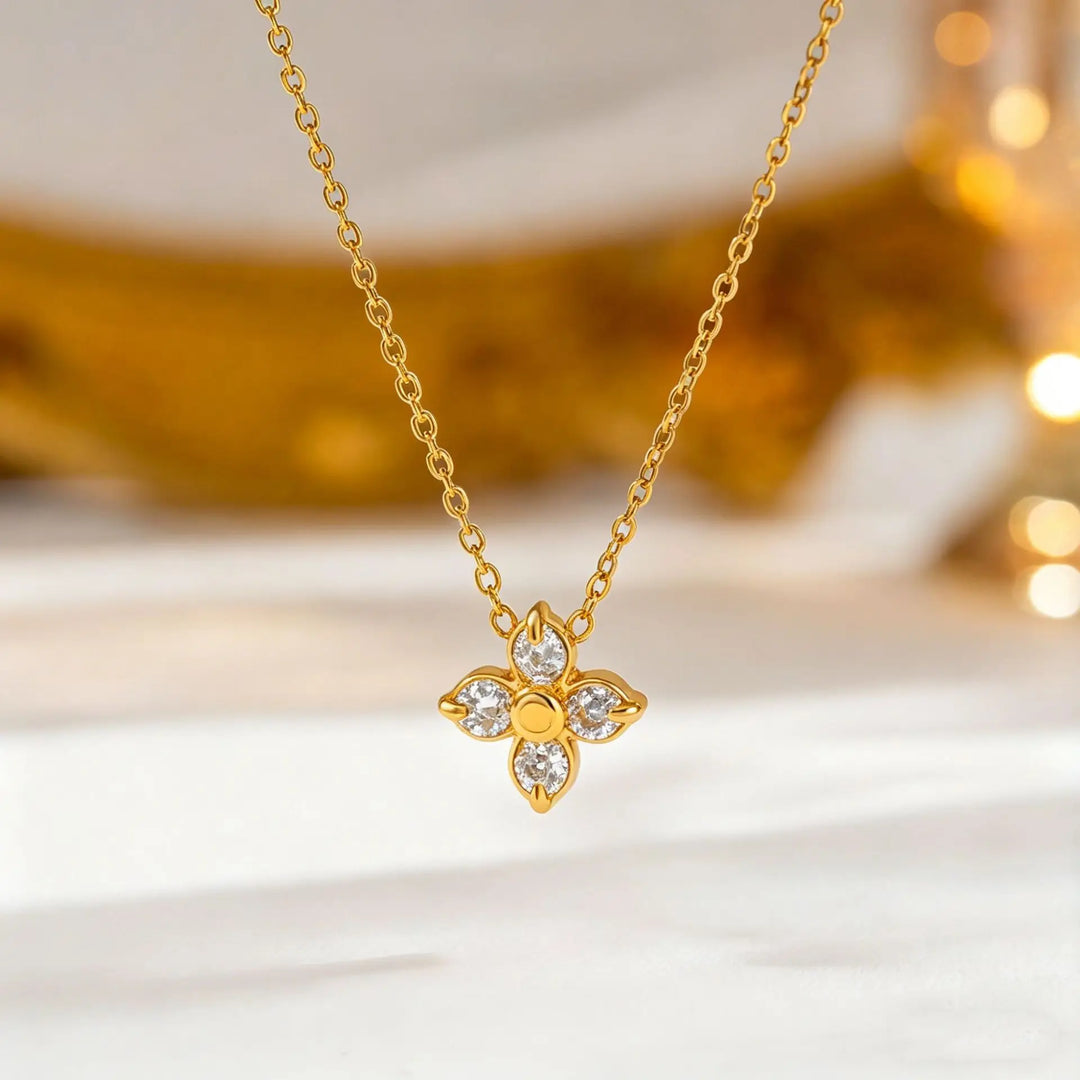 Pavé Clover Collarbone Necklace