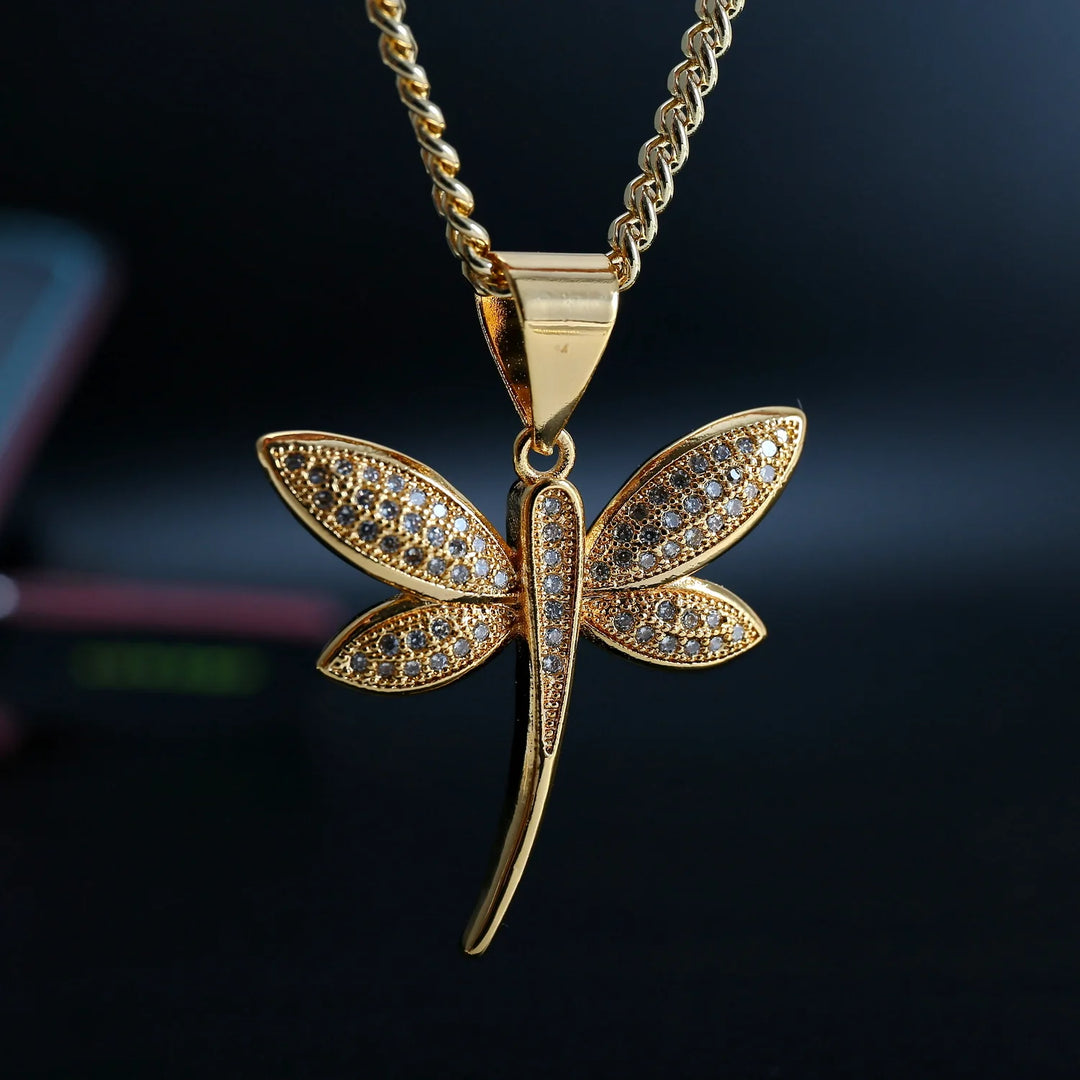 Pavé Dragonfly Pendant Necklace