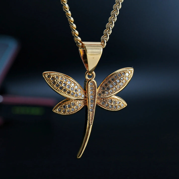 Pavé Dragonfly Pendant Necklace