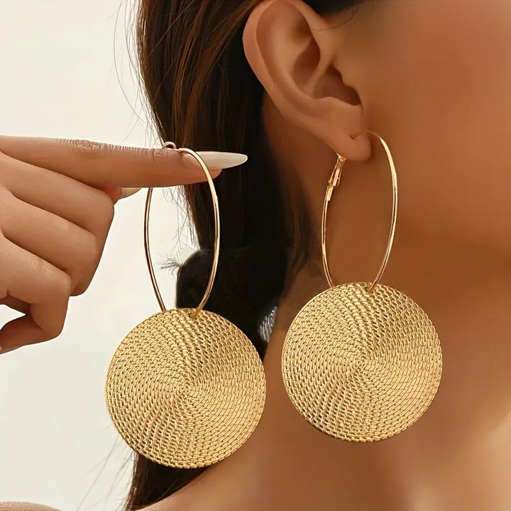 Fluted Disc Hoop Earrings