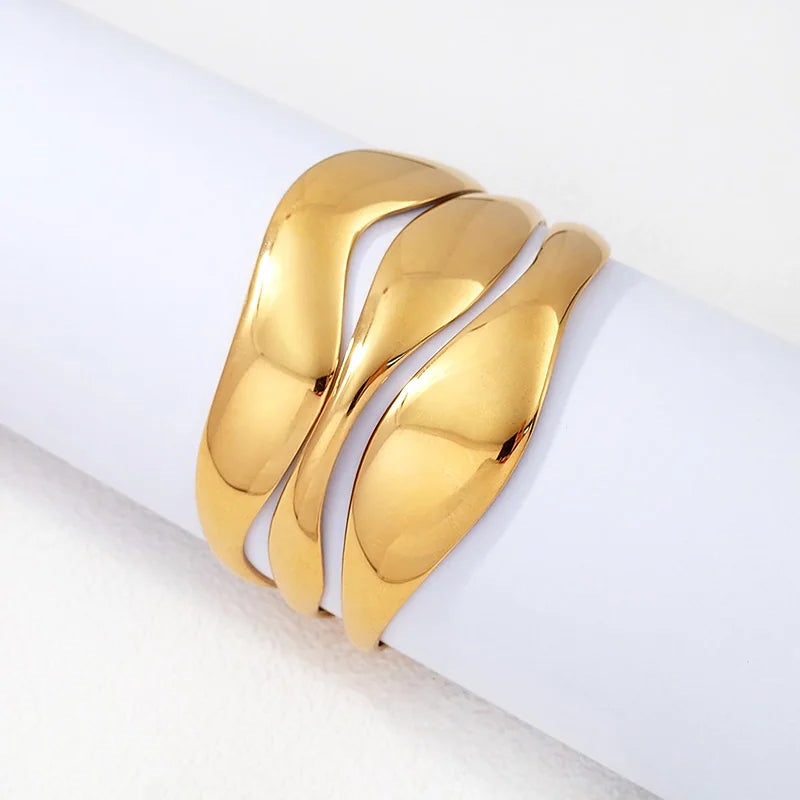 Modevolle roestvrijstalen, verkleurvrije sieraden, 18K verguld, grote, dikke, opvallende, verstelbare open armbanden