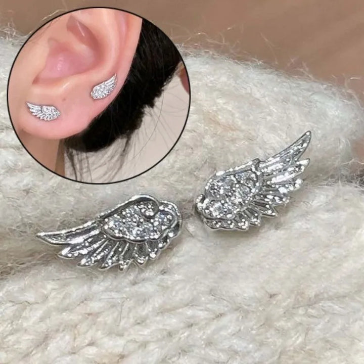Zircon Angel Wing Stud Earrings