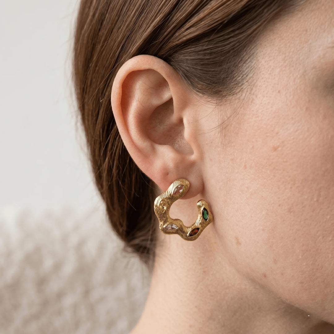 Zircon Blossom Stud Earrings