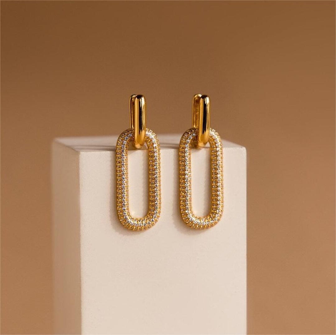 Retro Geometric Crystal Earrings