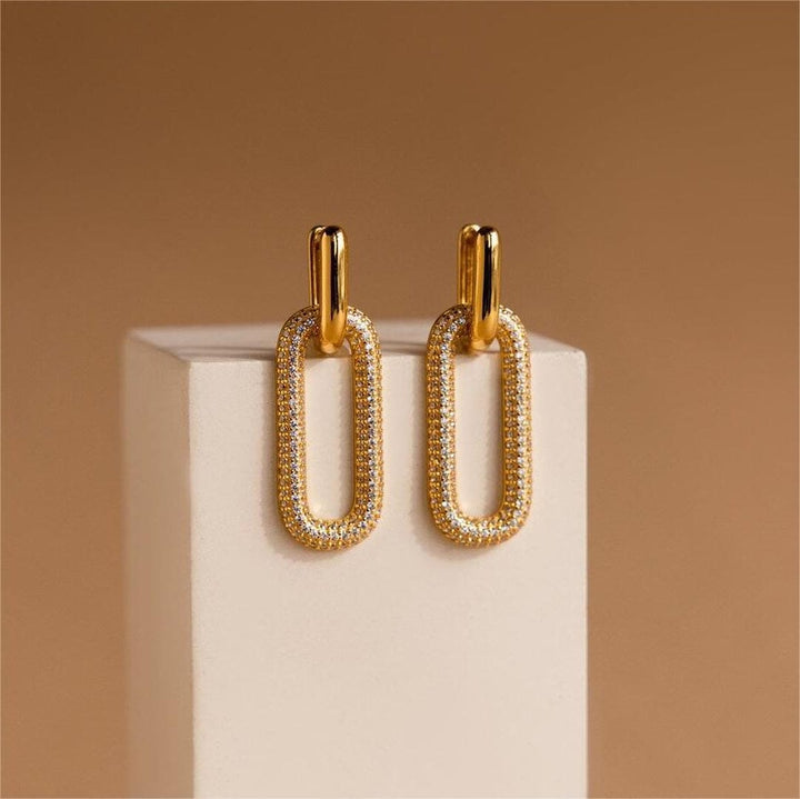 Retro Geometric Crystal Earrings